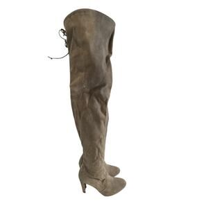 Stuart Weitzman Woman Thigh High Natural Beige Suede Boots Size 8.5